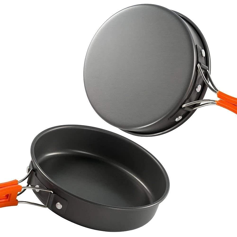 Kit d'ustensiles de Cuisine de Camping, Ensemble de Cuisine en Aluminium pour l'extérieur, Bouilloire à Eau, Casserole, Voyage, randonnée, Pique-Nique, Barbecue, équipement de Table