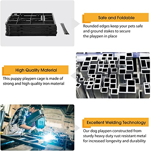 Image of BestPet | Dog Playpen | 24 Inch, 32 Panels | Heavy Duty Metal Pet Exercise Pen | Indoor Outdoor Fence Panels | Rust-Resistant, Removable, Tool-Free Setup | Anti-Skid, Expandable Design