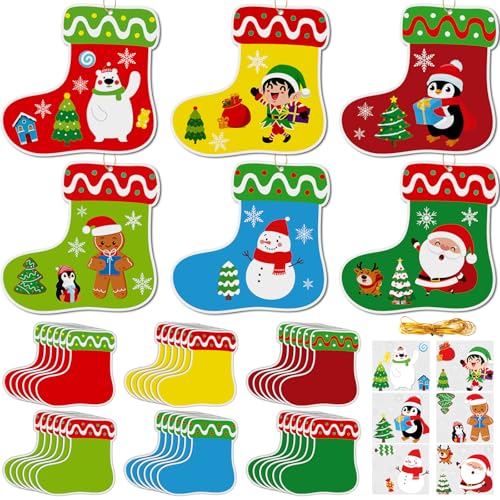72PCS Christmas Craft Kits DIY Stockings Crafts Bulk for Kids...
