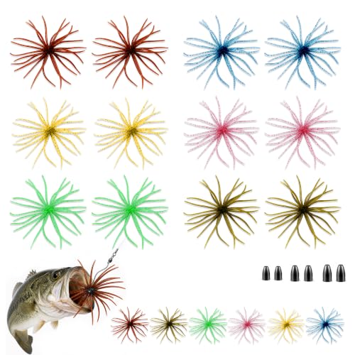 12Pcs Sea Urchin Baits for Bass Fishing Fuzzy Dice Fishing Lure 2.7in - image 1