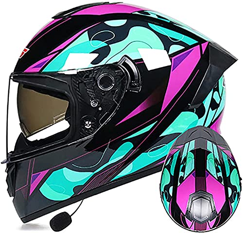 Motorbike Helmet Cascos abiertos Casco de motocicleta abatible con Bluetooth, visor doble abatible antirreflejos, aprobado por el , casco integral de motocross para bicicleta de calle para hombres y m