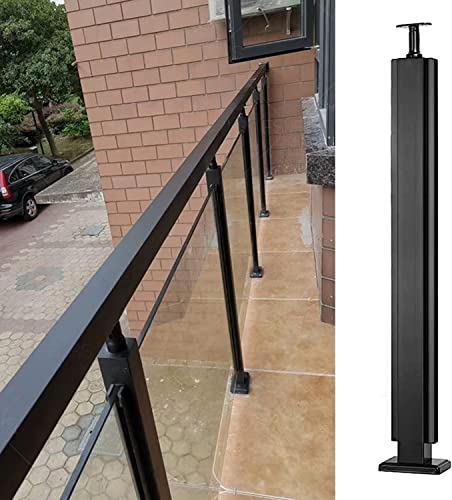 RHXWFDG Metall Schwarzes Deck Geländer Glashalterungen, Glasgeländer System, for Außenterrasse Balkon Treppe Deck Veranda Pool, Edelstahl Glasgeländerpfosten for Glasscheibe 10/12 Mm Cover