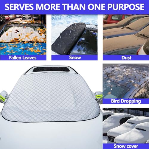 Image of 5-Layer Car Windshield Cover for Ice and Snow, 62x50 in Windshield Ice Snow Cover with 9 Hidden Magnets, Large Windshield Cover Fits for Almost All SUV, Truck, Sedan, Van