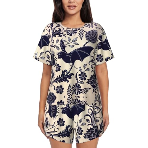 EdWal Imprimé chauve-souris t-shirt gothique noir en coton pour look alternatif quotidien