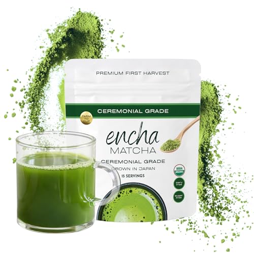 Encha Matcha - Ceremonial Grade Matcha Powder, Organic First Harvest Japanese Green Tea Powder, Tea From Uji, Japan (30g/1.06oz)
