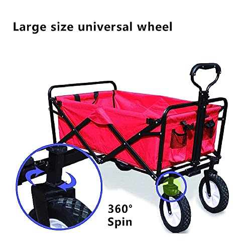 KOHARA Bollerwagen, zusammenklappbarer Campingwagen mit 4-rädrigen zusammenklappbaren Festivalwagen, tragbarer Gartenwagen, geeignet für Haus, Garten, Outdoor, 70 kg Kapazität/7 Zoll in Schwarz – Bild 6