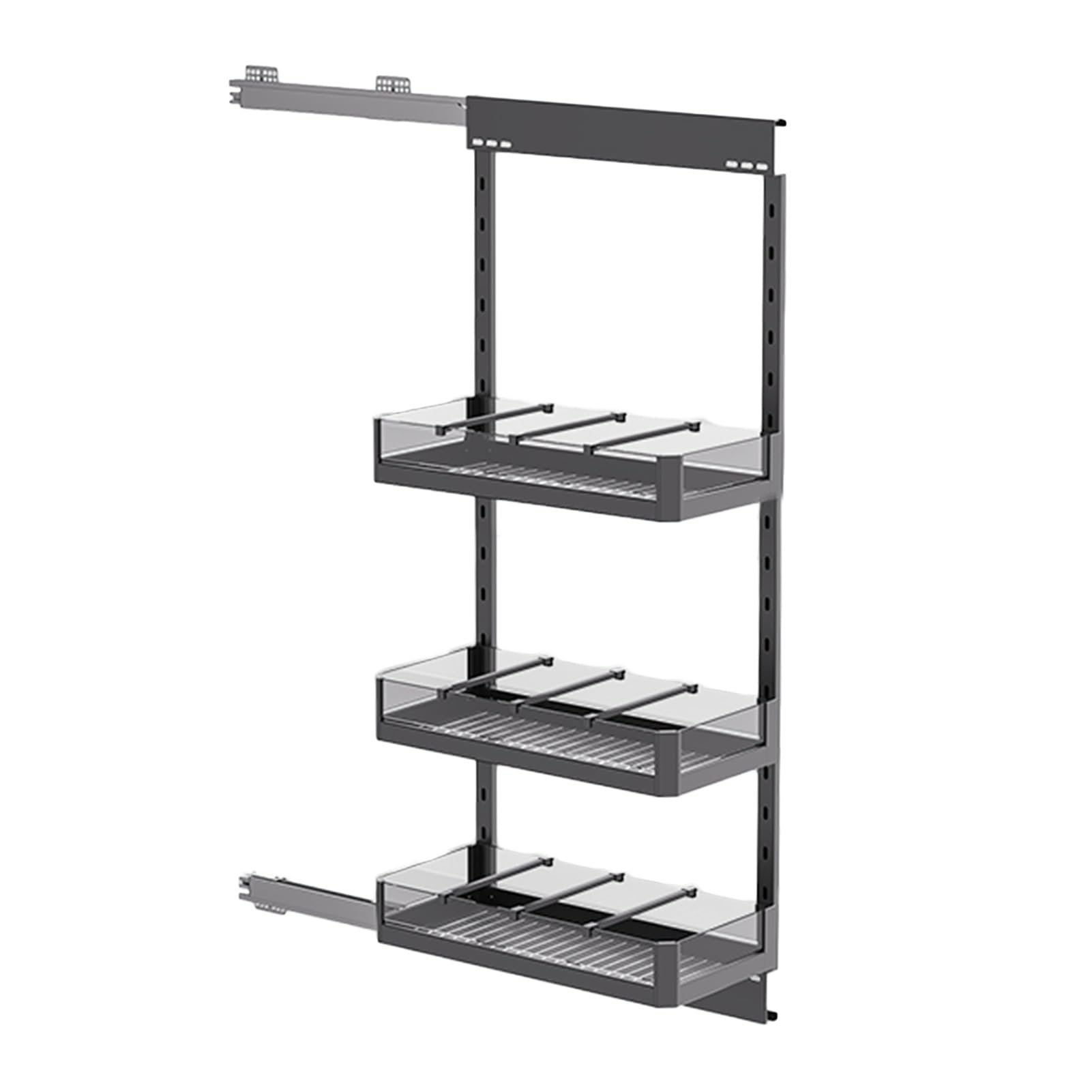 Genérico Mensola organizer rimovibile per armadio, soluzione di archiviazione regolabile a 3 livelli per cucina e bagno, organizer per dispensa con divisori, cestino portaoggetti che risparmia