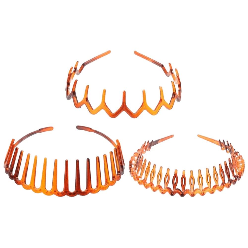 Danlai Women's Style3 3 Pcs Plastic Tooth Hair Comb Headband Wavy Toothed Hairband,Hard Headbands Hair Styling Accessories For Men