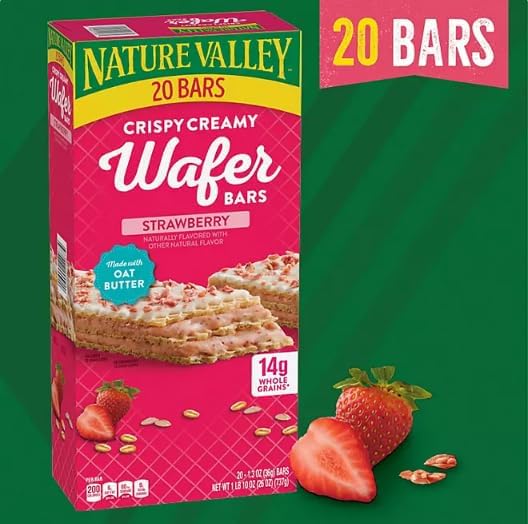 Crispy Wafer Bars with Strawberry Cream, 20 Count, Nature Valley