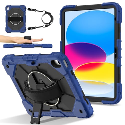 Étui iPad 12 (A19) antichoc noir et bleu marine coque robuste avec béquille