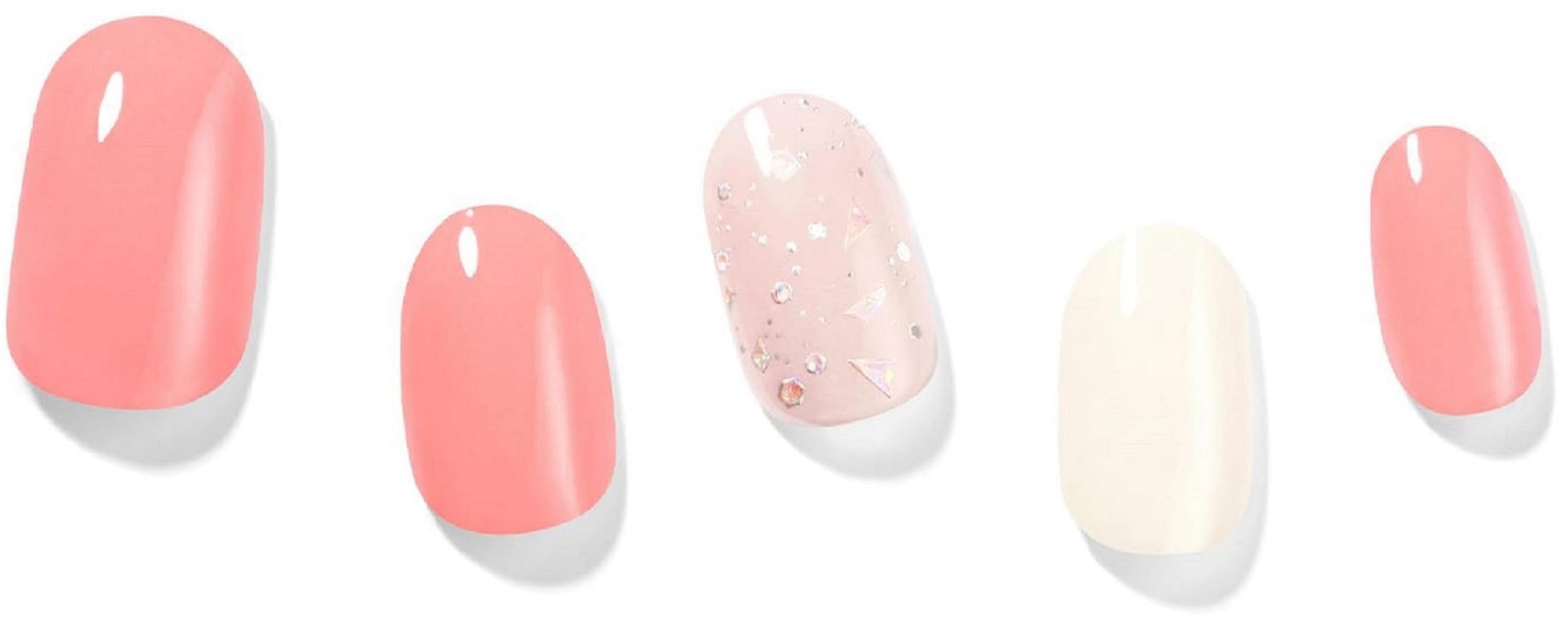 Dashing Diva Glaze Nail Strips - Flower Rain | Works with Any LED Nail Lamp | Long Lasting, Chip Resistant, Semicured Gel Nail Strips | Contains 34 Salon Quality Nail Wraps, 1 Prep Pad, 1 Nail File