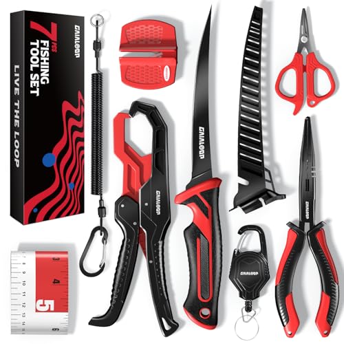 Gaialoop Fishing Tool Kit, 7-Piece Fillet Knife, Pliers, Scissors & Gripper - image 1