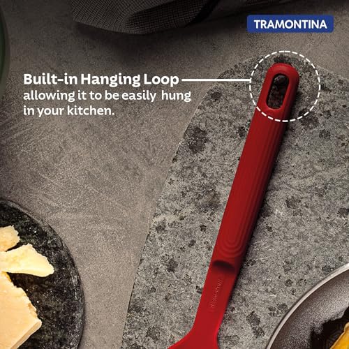 Image of Tramontina Softta Red Silicone Spatula - Heat Resistant up to 210C, Ideal for Cooking, Flipping & Stirring - Safe for Nonstick & Ceramic Cookware