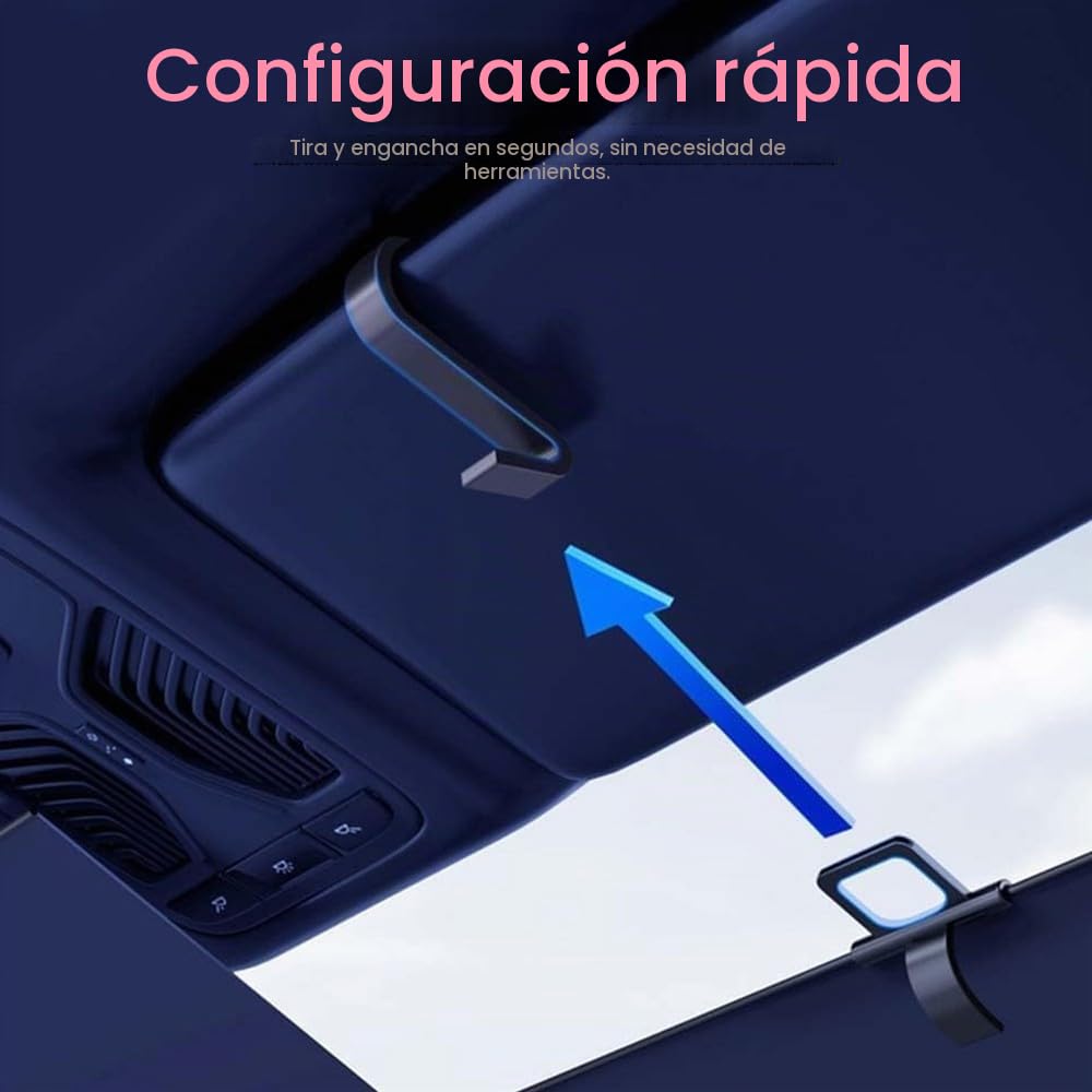 Parasol retráctil automático para Parabrisas, protección UV y contra el Calor, Ajuste Universal para Coches, Camiones y SUV.