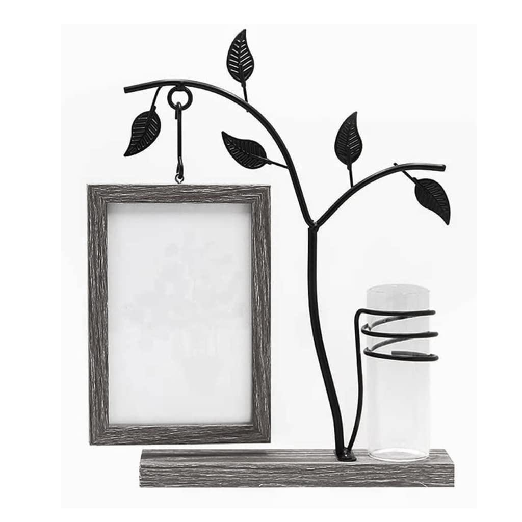 KLerDH Picture Frames, Family Frame 4x6 Vertical Metal Tree Desk Photo Frames with Glass(D)