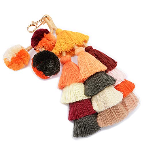 Preisvergleich Produktbild Quaste Pom Pom Schlüsselanhänger Bunte Boho Charm Schlüsselanhänger, Mode-Accessoires für Frauen (B-Colorful)
