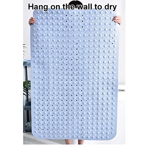 Alfombrilla antideslizante bañera PVC blanco con ventosas y agujeros drenaje 4