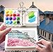 Tobios Mini Watercolor Paint Set of 28 Pcs Total, 15 Grid Clear Palettes Pocket Watercolor Kit with Paint, Brush, Sketchbook & Copper Clip, Christmas Gifts Watercolor Travel Kit for Kids Adults Beginners(15 Grid Clear)