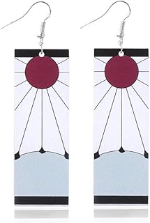Anime Kamado Tanjiro Hanafuda Earrings - Kimetsu No Yaiba Hanafuda Earrings - Cosplay Accessories For Womens Girls