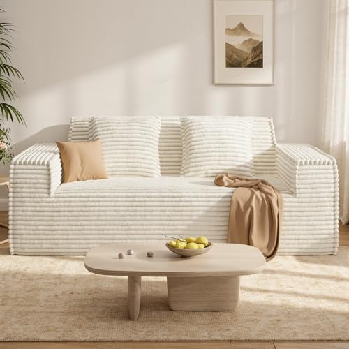 Aivermeil Boneless Couch, Cord Sofa mit Schlaffunktion, Modernes Wolken-Sofa für Wohnzimmer & Balkon, 2-3 Sitzer, Keine Montage, Beige