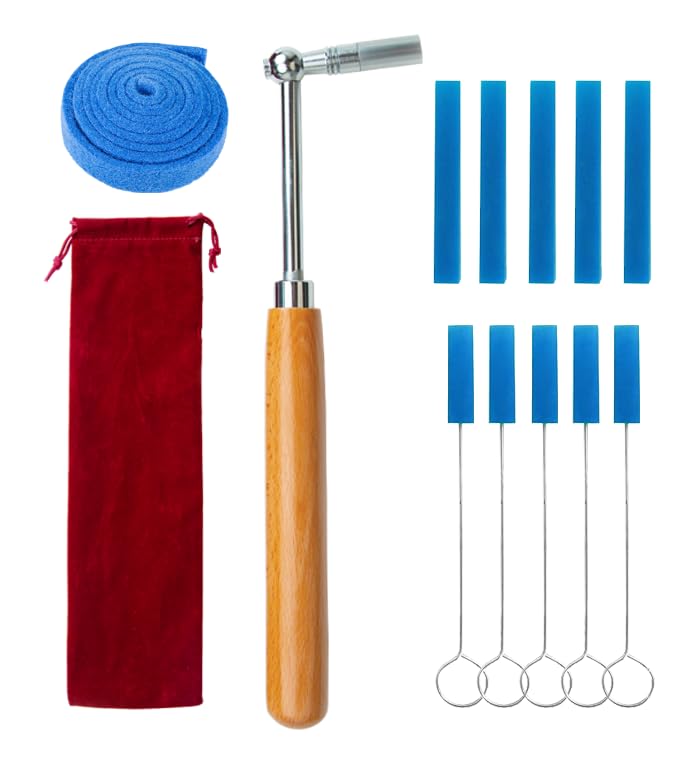 CONCHACIELO Piano Tuning Kit: Universal Piano Tuning Tools Kit Set with Portable Velvet Bag, Tuning Wrench, Long Mute Felt, Rubber Mutes. for Tuning Beginner, Professional Tuner (Simple Tuning Set