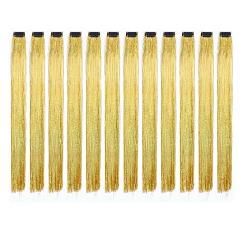 Swacc SWACC12 12 Pcs Straight 12 Pcs Straight One Color Party Highlights Clip On In Hair Extensions Colored Hair Streak Synthetic Hairpieces cover