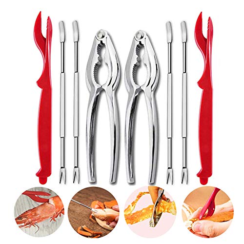 Seafood Tools Set 2 Crab Aragosta Crackers 2 Shellfish Sheller Opener e 4 Forcelle in acciaio inox
