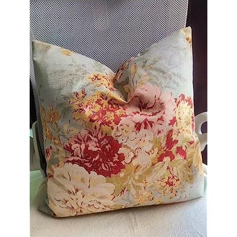 JACKGOLD Decorative Pillow Cover French Country Cottage Blue Decor Floral Farmhouse Linen Throw Pillow Cushion18x18inch Lumbar Cover