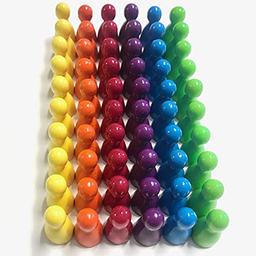 Spielfiguren aus Holz für Brettspiele, Bunte Mischung, besondere Farben, Halmakegel Gr. 12/24 mm, 60 Stück (6x10… – Bild 2