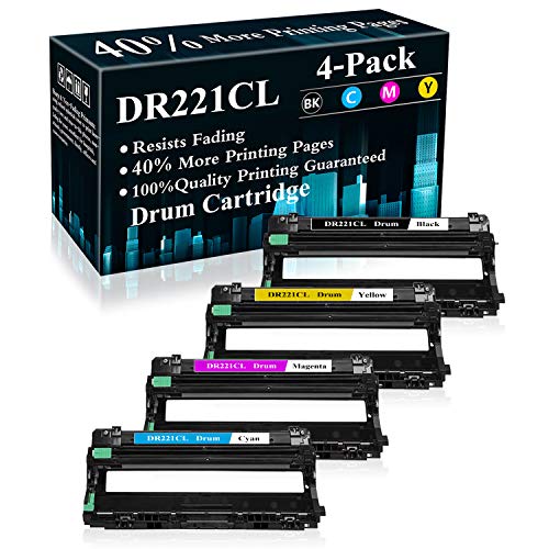 Buy 1 get 1 4-Pack (BK/C/M/Y) DR221CL Black,Cyan,Magenta,Yellow Drum Unit Replacement for Brother HL-3140CW 3150CDN 3170CDW 3180CDW 9130CW 9140CDN 9330CDW 9340CDW 9015CDW 9020CDN Printer