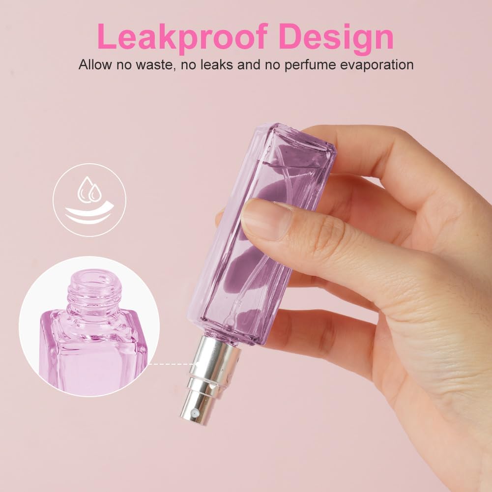 LOPHE Atomizer perfum wielokrotnego napełniania, 6 sztuk x 10 ml mini przenośny szklany opryskiwacz, podróżny perfum z dozownikami, butelka z rozpylaczem bez wycieku do olejków eterycznych i perfum