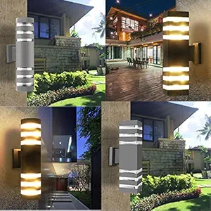 SAZ DEKOR Modern Outdoor Up Down Wall Lamp Dual Head Lights Fixtures Courtyard Lights with Waterproof Pad