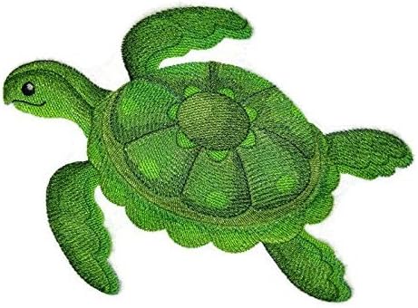 Nature's Bounty Hermosos retratos de tortugas personalizadas tortuga marina en acuarela Parche bordado para planchar y coser 7.28 x 5.85 pulgadas