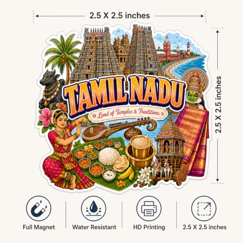 Image of Zesta Wooden Fridge Magnets Set | Refrigerator Decor Magnets for Kitchen | India Souvenir Fridge Magnet Collection | Wooden Magnet for Fridge Door Decoration (Tamil Nadu)