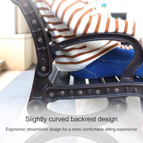 Outdoor Metal Bench, Patio Park Garden Bench with Backrest and Armrests, Patio Dining Bench Front Porch Benches, Outdoor Benches Weatherproof, for Yard & Garden(120 * 60 * 78cm/47.2 * 23.6 * 30.7in) - Image 6