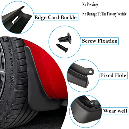 Image of Mud Flaps for Tesla Model 3 2016-2023 Splash Guards Matte Black Front Rear Fender Protection Mudflaps No Need to Drill Holes (Set of 4, Upgrade Version)