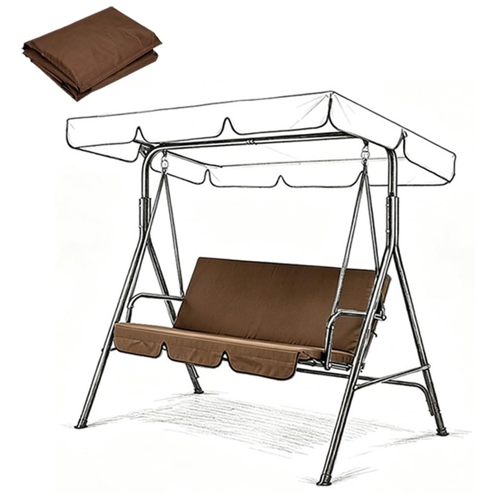 MACAGGTNTU Replacement Swing Seat Cover 210D Oxford Cloth Bench Swing Cushion Covers Outdoor Swing Cover Replacement For Patio Courtyard Garden 150x50x10cm(Brown,130x45x8cm/51x18x3in)