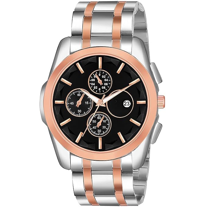 NIJAMRUT Day n Date Series Mens Silver Chain Analog Watches Classic, Attractive, Professional, top-trendy and stylish Analog Watches for Men/boys for office, school use (BLACK) (B0D8WBP5LH) Amazon Price History, Amazon Price Tracker