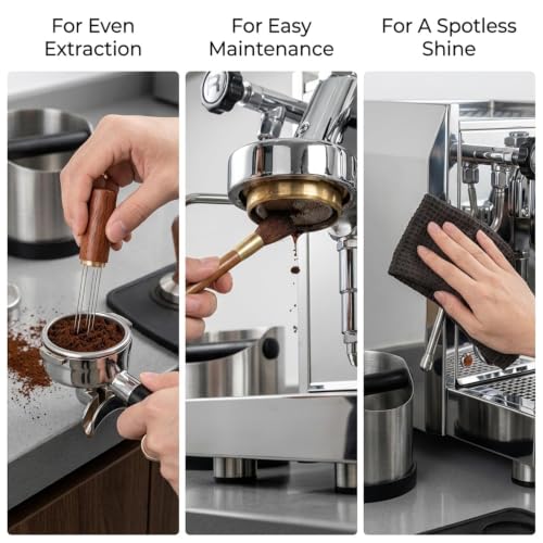 Caja de café con barra extraíble distribuidor cepillo y paño 7