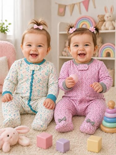 Image of TuddyBuddy Baby Girl's Cotton Printed Full Sleeves Sleepsuit /Footed Rompers for Baby Girl