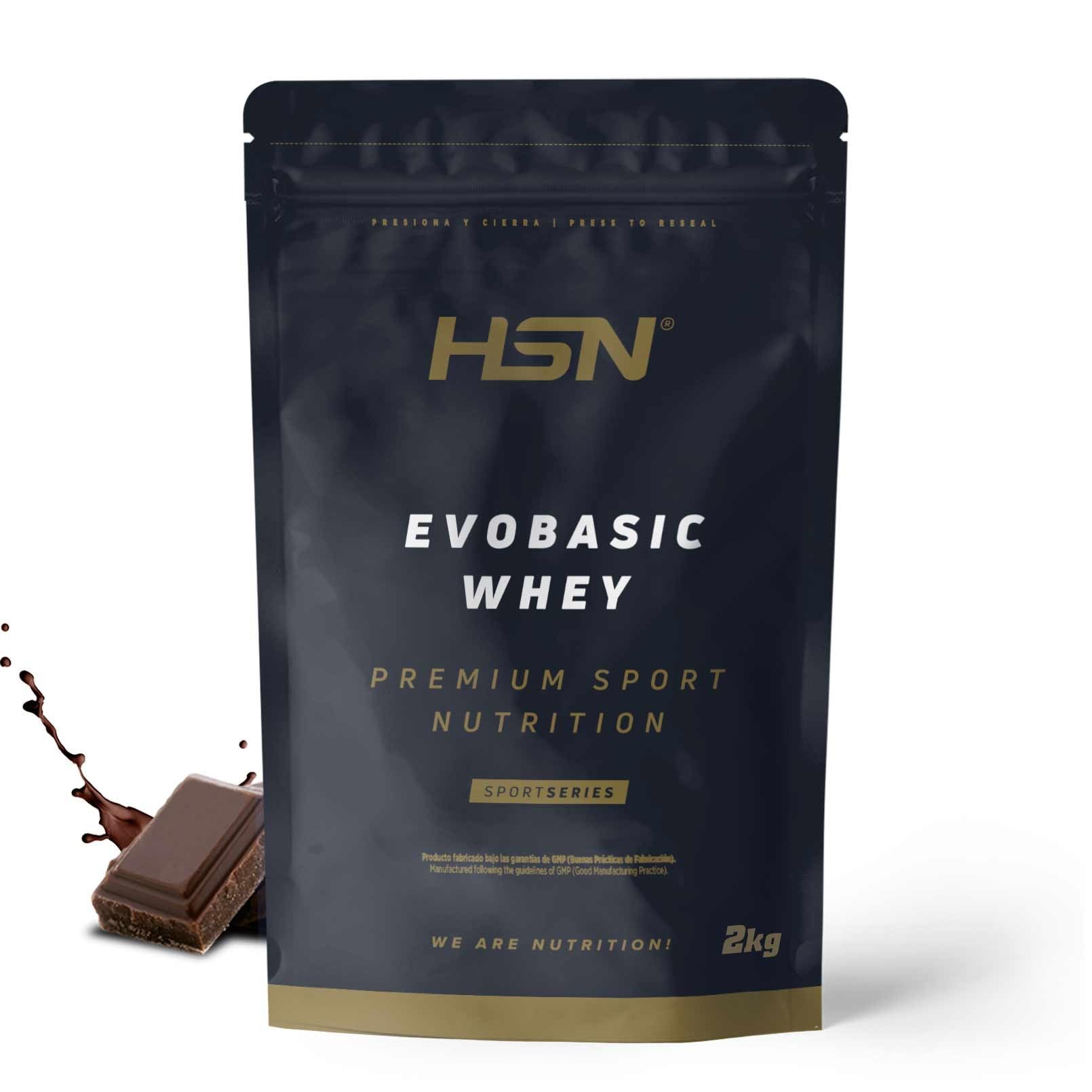 HSN Evobasic Whey (Whey Protein Concentrate WPC) | Chocolate 2Kg = 67 Batidos por Envase | Concentrado de Proteína de Suero con Lactasa | No-GMO, Vegetariano, Sin Gluten ni Soja