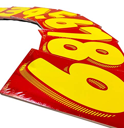 Image of EZ Line Vinyl Decals for Cars Red and Yellow Large Number Stickers Windshield Numbers Dealer Supplies EZ136 (Number 5)