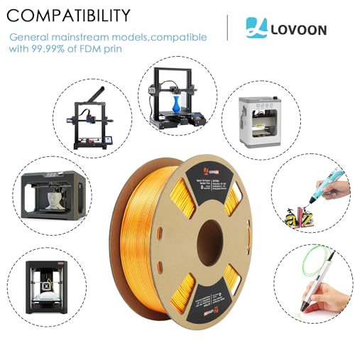 Image of LOVOON 3D Printer Filament Dualcolor,1.75mm Silk PLA Filament Gold Red Dualcolors, Silky PLA Filament Most Printer and 3D Pen, 3D Printer Accessories,1KG(2.2lbs) /Spool