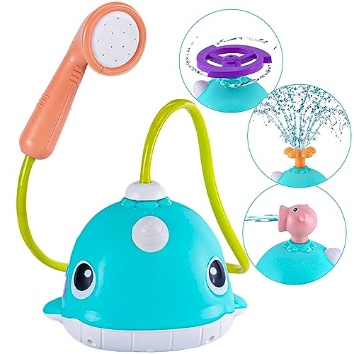 Image of Bath Toys for Toddlers 1-3, Baby Toys 12-18 Months, Whale Water Spraying Bath Toy with Sprinklers, Shower Head & Suction Cups, Bathtub Pool Bathroom Shower Toy Gifts for Toddler Infant Kids Boy Girls