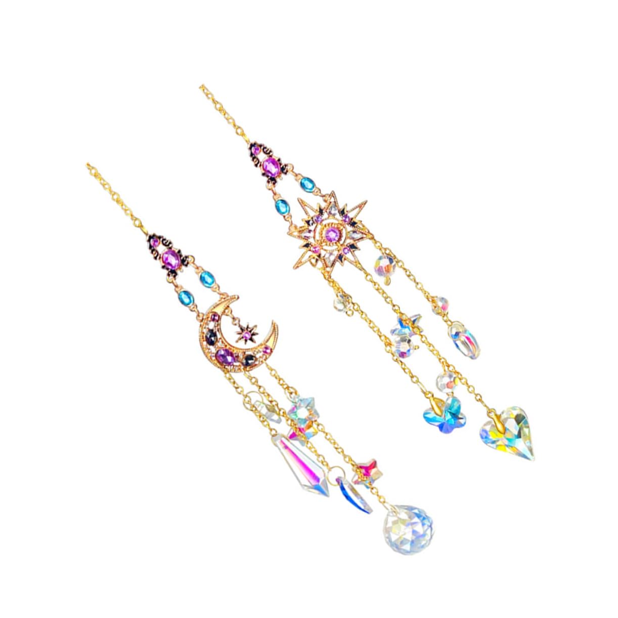Cabilock 4 Set Di Ornamenti Di Cristallo Per Acchiappasole Decorazioni Per La Casa Pendenti in Cristallo Unico 2 Pezzi * 4