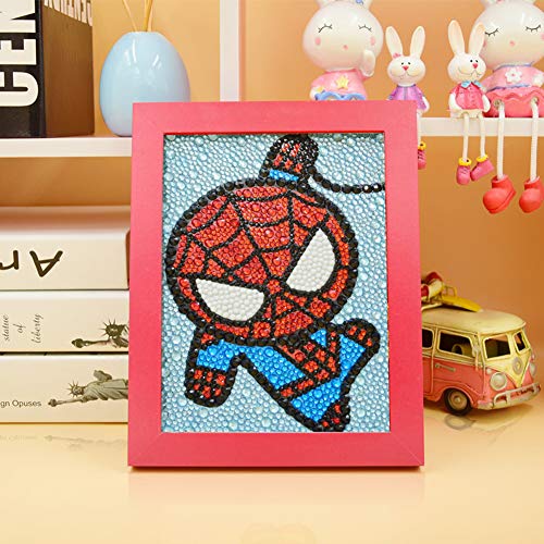 MYSNKU DIY Diamond Painting for Kids Full Drill Painting by Number Kits Arts Crafts Shimmer and Shine Sparkle Mosaics Sticker for Home Wall Decor Gifts for Christmas Birthday (Spiderman)