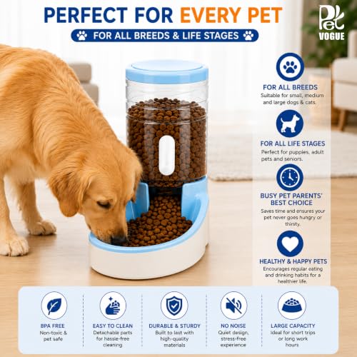 Image of PetVogue Pet Feeder Plastic Food Dispenser For Dogs & Cats,Self-Dispensing Pet Food Feeder Automatic Food Leakproof Dispener Bowl-3.8 ltrs - Pet Supplies, 35.6L x 17.8W x 17.8H Centimeter