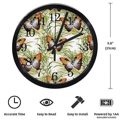 Horloge murale silencieuse pour bureau sans tic-tac à motifs fleurs