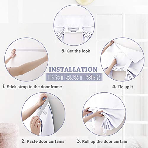 RYB Home Door Window Curtains 80 inch Length, Privacy Thermal Insulate Covering for Patio/Glass/Front/French Door Blinds Curtains, 26 x 80 inch, Pure White, 1 Panel