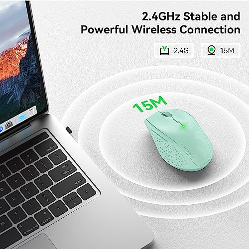 Image of TECKNET Wireless Mouse, 2.4G USB Computer Mouse with 6-Level Adjustable 4800 DPI, 30 Months Battery, Ergonomic Grips, 6 Buttons Portable for PC, Chromebook, Mac - Green